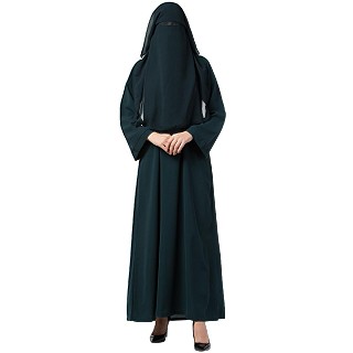 Arabian abaya with naqaab set- Bottle Green